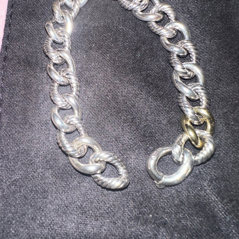 David Yurman Two-Tone Curb Link Bracelet with Branded Pouch